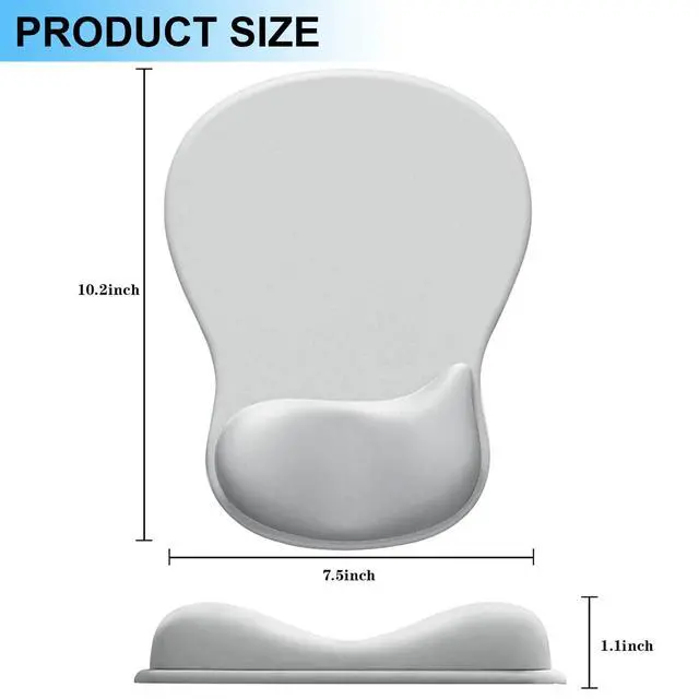 Alt view image 2 of 7 - Ergonomic Mouse Pad with Gel Wrist Support, Comfortable Wrist Rest Mousepad with Non-Slip PU Base for Pain Relief, Desk, Home & Office(Grey)
