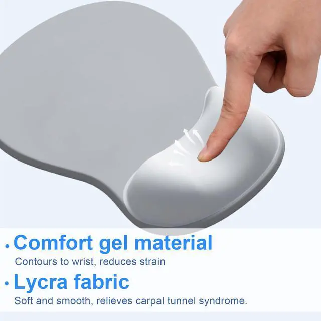 Alt view image 3 of 7 - Ergonomic Mouse Pad with Gel Wrist Support, Comfortable Wrist Rest Mousepad with Non-Slip PU Base for Pain Relief, Desk, Home & Office(Grey)
