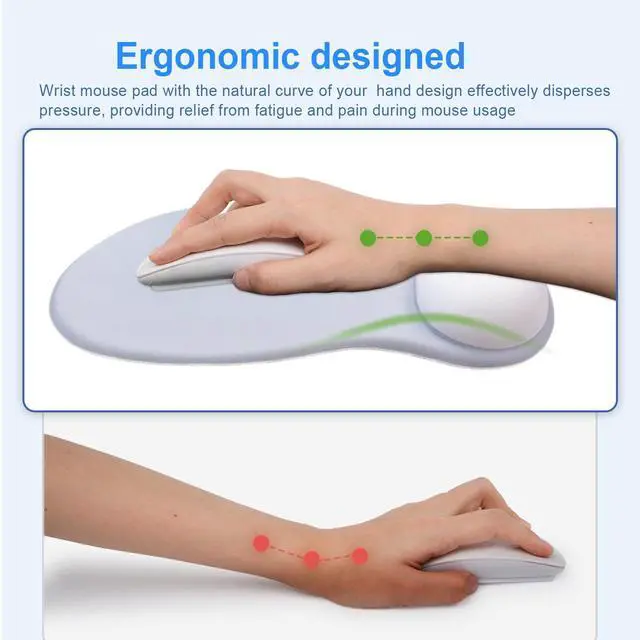 Alt view image 4 of 7 - Ergonomic Mouse Pad with Gel Wrist Support, Comfortable Wrist Rest Mousepad with Non-Slip PU Base for Pain Relief, Desk, Home & Office(Grey)
