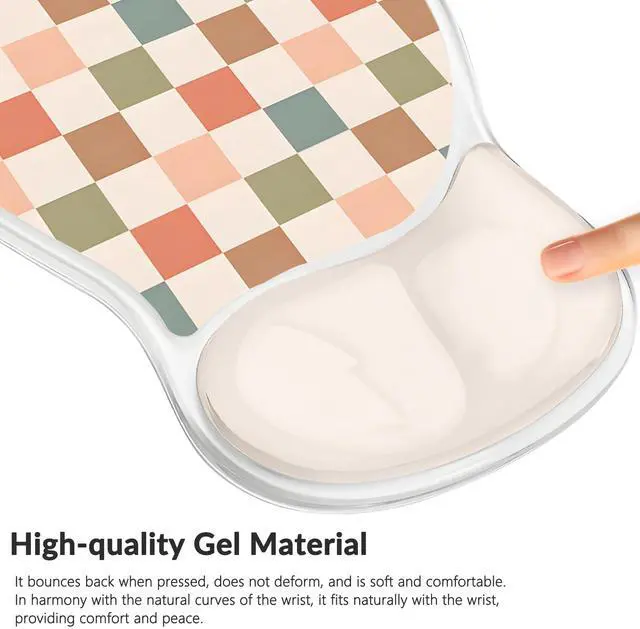 Alt view image 2 of 7 - Gel Mouse Pad with Wrist Rest for Mouse Ergonomic Mouse Wrist Rest Non-Slip Silicone Checkered Mousepad with Wrist Support for Computer Desk Gaming Laptop Home Office Desk Accessories Beige Plaid