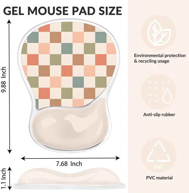 Alt view image 3 of 7 - Gel Mouse Pad with Wrist Rest for Mouse Ergonomic Mouse Wrist Rest Non-Slip Silicone Checkered Mousepad with Wrist Support for Computer Desk Gaming Laptop Home Office Desk Accessories Beige Plaid