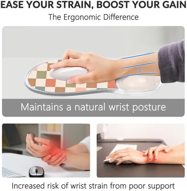 Alt view image 5 of 7 - Gel Mouse Pad with Wrist Rest for Mouse Ergonomic Mouse Wrist Rest Non-Slip Silicone Checkered Mousepad with Wrist Support for Computer Desk Gaming Laptop Home Office Desk Accessories Beige Plaid