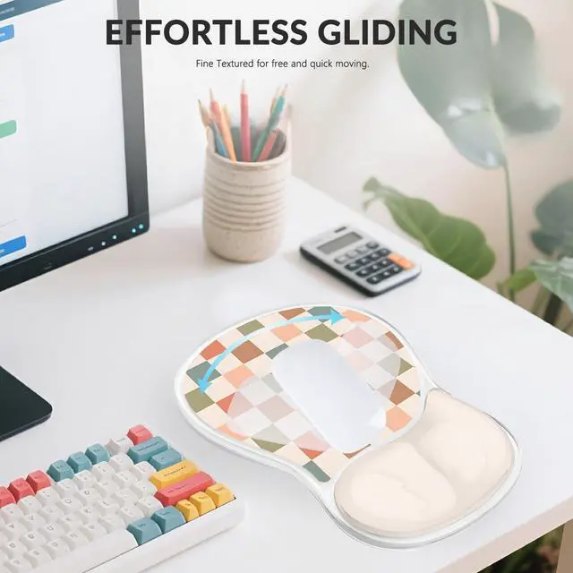 Alt view image 7 of 7 - Gel Mouse Pad with Wrist Rest for Mouse Ergonomic Mouse Wrist Rest Non-Slip Silicone Checkered Mousepad with Wrist Support for Computer Desk Gaming Laptop Home Office Desk Accessories Beige Plaid