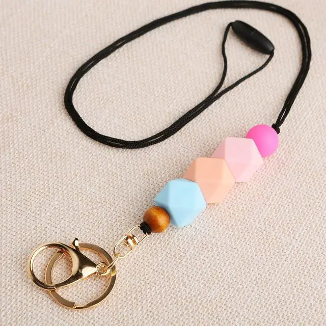 Alt view image 2 of 7 - 3PCS Teacher Breakaway Lanyards for Id Badges and Keys, Beaded Cute Badge Lanyards for Women Soft Nurse Necklace Boho Lanyards Fashion Silicone Bead Lanyard