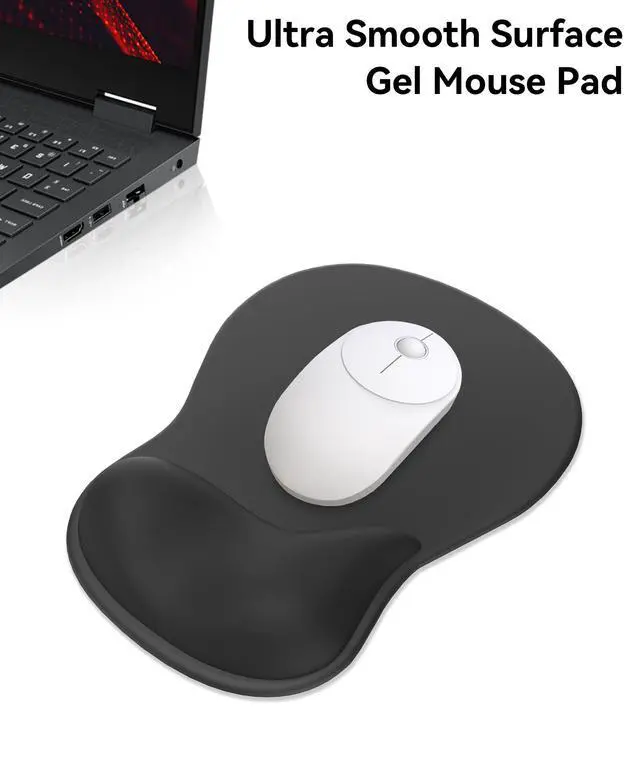 Alt view image 6 of 7 - Mouse Pad with Gel Wrist Rest, Ergonomic Comfortable Computer Wrist Support for Laptop, Pain Relief Mousepad with Non-Slip PU Base for Office & Home (All Black)