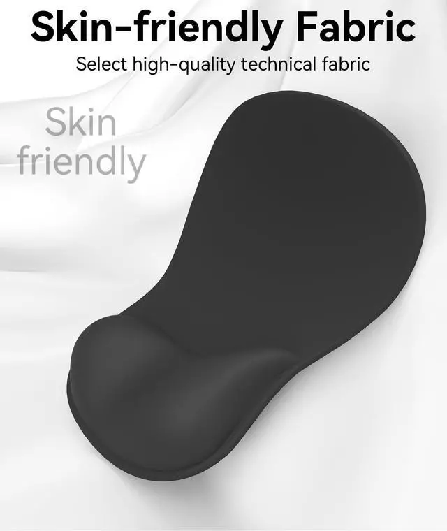 Alt view image 4 of 7 - Mouse Pad with Gel Wrist Rest, Ergonomic Comfortable Computer Wrist Support for Laptop, Pain Relief Mousepad with Non-Slip PU Base for Office & Home (All Black)