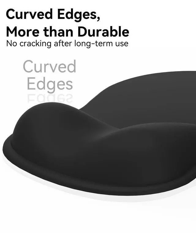 Alt view image 5 of 7 - Mouse Pad with Gel Wrist Rest, Ergonomic Comfortable Computer Wrist Support for Laptop, Pain Relief Mousepad with Non-Slip PU Base for Office & Home (All Black)