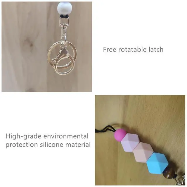 Alt view image 6 of 7 - 3PCS Teacher Breakaway Lanyards for Id Badges and Keys, Beaded Cute Badge Lanyards for Women Soft Nurse Necklace Boho Lanyards Fashion Silicone Bead Lanyard