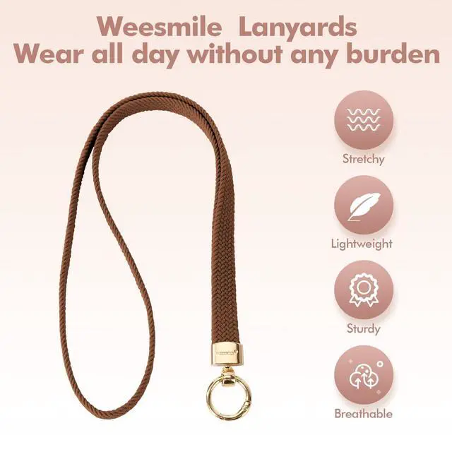 Alt view image 5 of 7 - Stretchy Cute Lanyards for ID Badges, Thin Teacher Lanyard for Key, Long Neck Keychain ID Badge Lanyards for Women/Men (Brown)