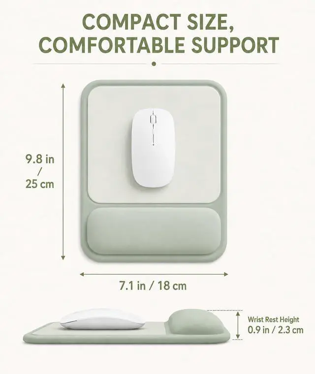 Alt view image 6 of 7 - Ergonomic Mouse Pad with Wrist Rest, Gel Mousepad with Soft Wrist Support, Non-Slip PU Base, Smooth Surface Mouse Pad for Wrist Pain Relief, Computer Laptop Office Home & Gaming (Sage Green)