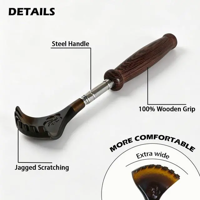 Alt view image 3 of 6 - Back Scratcher Extendable for Men Women Portable and Lightweight Black
