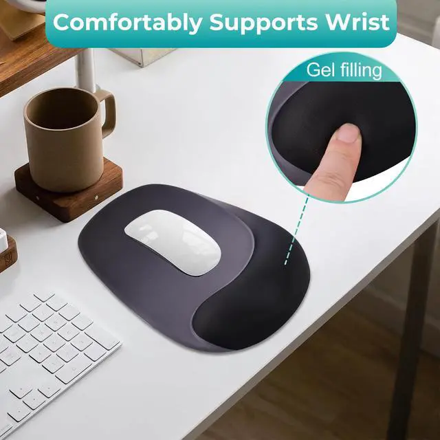 Alt view image 4 of 7 - Mouse Pad with Wrist Rest Support, Ergonomic Mousepad with Comfortable Gel Cushion, Gaming Mouse Pad with Non-Slip PU Base, Relieve Pain Relief, for Home Office Computer Laptop, Black