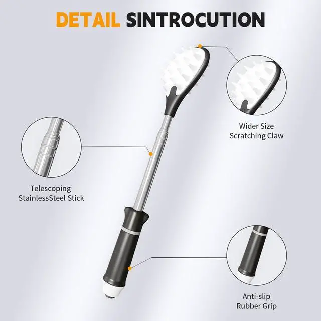 Alt view image 5 of 6 - Back Scratcher for Adults 23.5 inches | Back Itch Relieve | Extendable Scratcher for Men Women Portable and Lightweight Black
