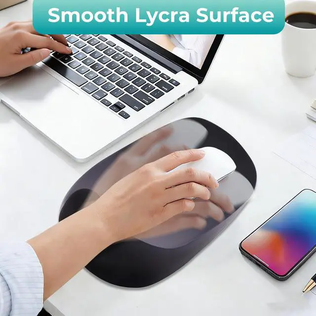 Alt view image 3 of 7 - Mouse Pad with Wrist Rest Support, Ergonomic Mousepad with Comfortable Gel Cushion, Gaming Mouse Pad with Non-Slip PU Base, Relieve Pain Relief, for Home Office Computer Laptop, Black