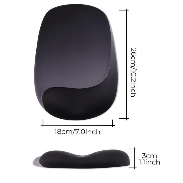 Alt view image 6 of 7 - Mouse Pad with Wrist Rest Support, Ergonomic Mousepad with Comfortable Gel Cushion, Gaming Mouse Pad with Non-Slip PU Base, Relieve Pain Relief, for Home Office Computer Laptop, Black