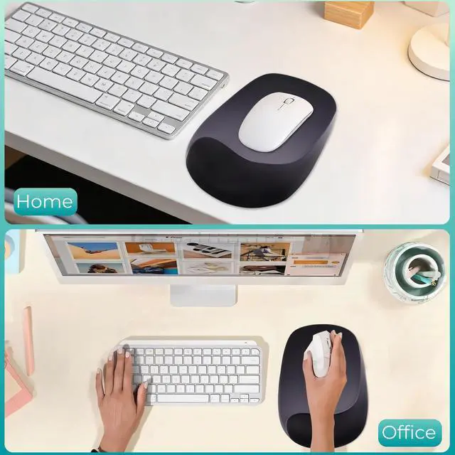 Alt view image 7 of 7 - Mouse Pad with Wrist Rest Support, Ergonomic Mousepad with Comfortable Gel Cushion, Gaming Mouse Pad with Non-Slip PU Base, Relieve Pain Relief, for Home Office Computer Laptop, Black