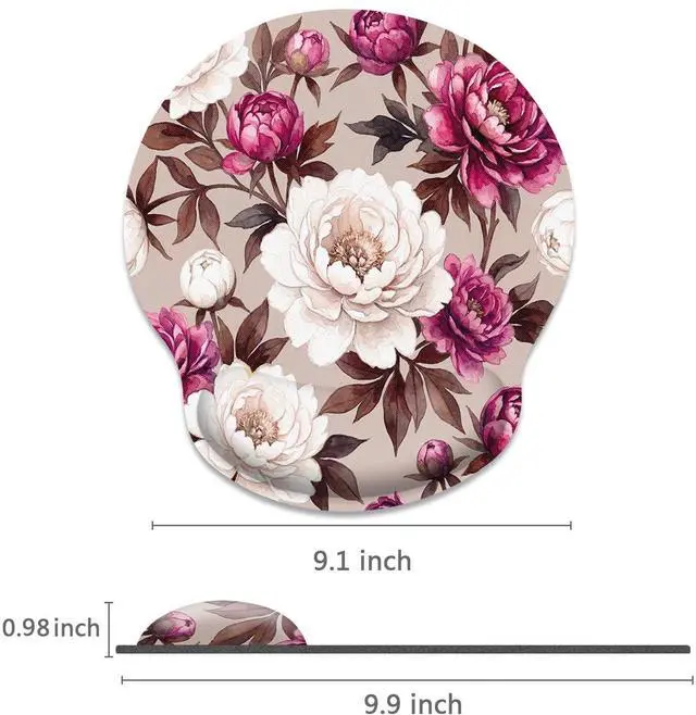 Alt view image 4 of 7 - Ergonomic Mouse Pad with Wrist Support Peony Flower Non-Slip Rubber Base Mousepad for Home Office Gaming Working Computers Laptop Easy Typing & Pain Relief