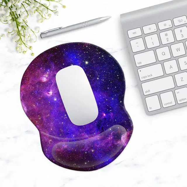 Alt view image 2 of 7 - Mouse Pad with Gel Wrist Support and Non-Slip Base - Pain Relief Ergonomic Wrist Rest Mouse Pad for Working & Gaming, Home & Office Desk Accessories Gaming (Nebula)