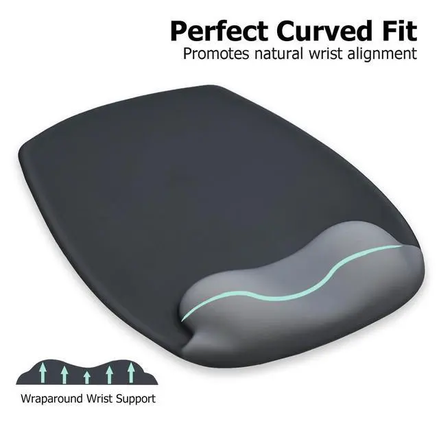 Alt view image 4 of 7 - Ergonomic Mouse Pad with Wrist Rest, Gel Mousepad with Wrist Support, Premium Lycra Fabric, Non-Slip PU Base, Ideal for Laptop & Desktop, Home & Office & Gaming, Desk Accessories, Onyx Black