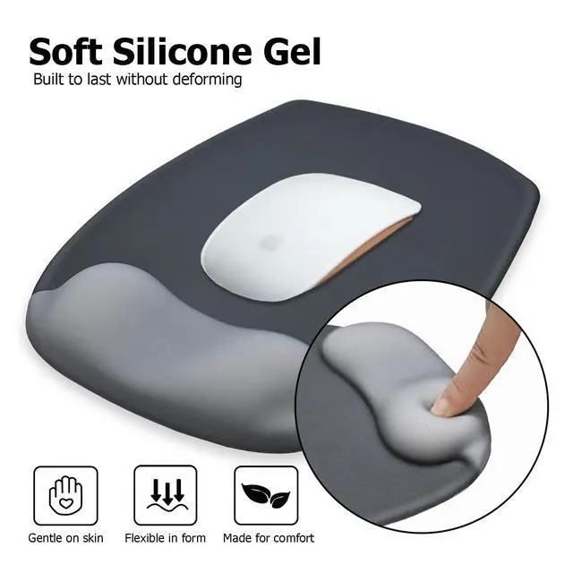 Alt view image 3 of 7 - Ergonomic Mouse Pad with Wrist Rest, Gel Mousepad with Wrist Support, Premium Lycra Fabric, Non-Slip PU Base, Ideal for Laptop & Desktop, Home & Office & Gaming, Desk Accessories, Onyx Black
