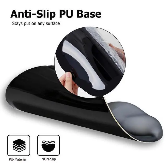 Alt view image 5 of 7 - Ergonomic Mouse Pad with Wrist Rest, Gel Mousepad with Wrist Support, Premium Lycra Fabric, Non-Slip PU Base, Ideal for Laptop & Desktop, Home & Office & Gaming, Desk Accessories, Onyx Black