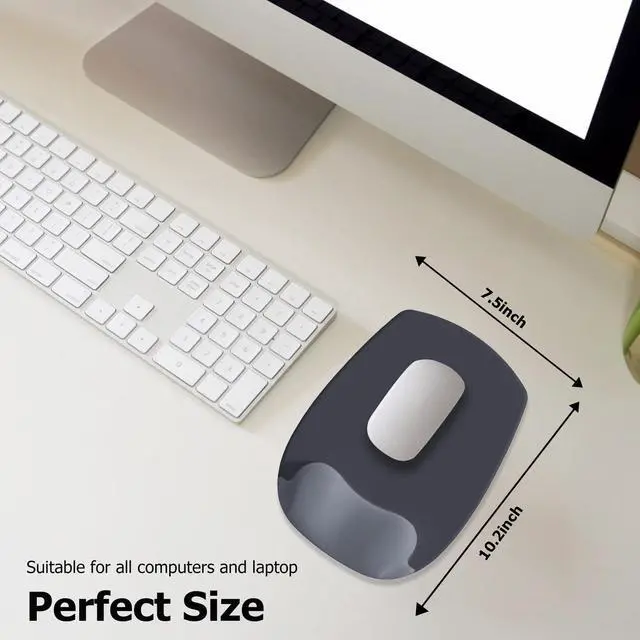 Alt view image 6 of 7 - Ergonomic Mouse Pad with Wrist Rest, Gel Mousepad with Wrist Support, Premium Lycra Fabric, Non-Slip PU Base, Ideal for Laptop & Desktop, Home & Office & Gaming, Desk Accessories, Onyx Black