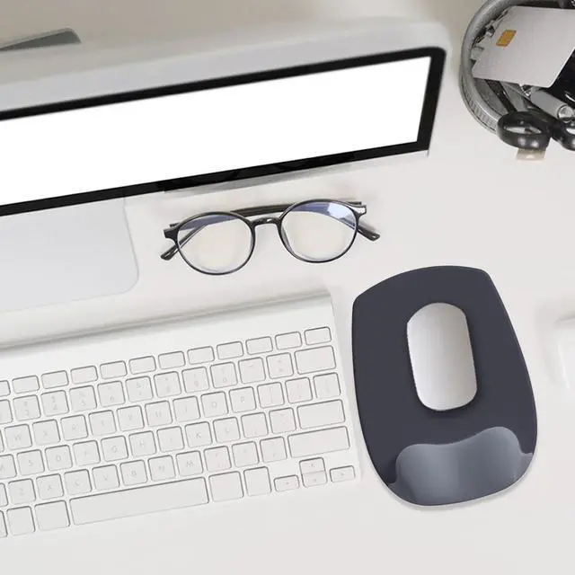 Alt view image 7 of 7 - Ergonomic Mouse Pad with Wrist Rest, Gel Mousepad with Wrist Support, Premium Lycra Fabric, Non-Slip PU Base, Ideal for Laptop & Desktop, Home & Office & Gaming, Desk Accessories, Onyx Black