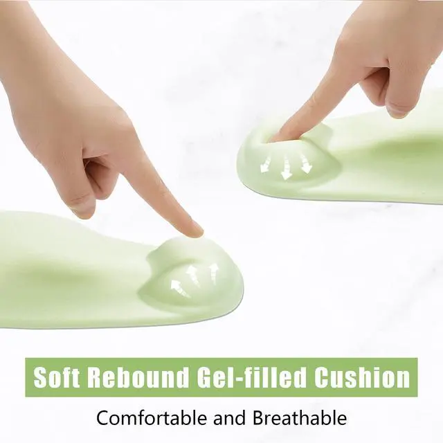 Alt view image 3 of 6 - Ergonomic Mouse Pad with Wrist Rest Support, Gel Mouse Pads with Non-Slip PU Base, Pain Relief Memory Foam Computer Mat, Cute Office Supplies Desk Decro Accessories, Lake Green
