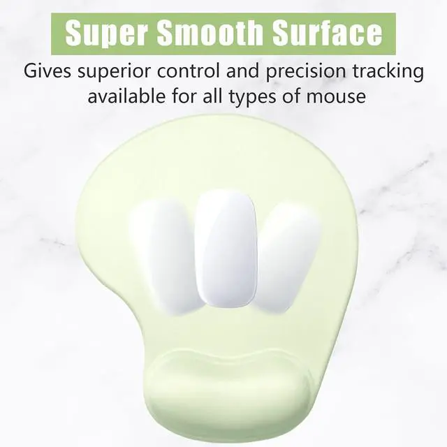 Alt view image 4 of 6 - Ergonomic Mouse Pad with Wrist Rest Support, Gel Mouse Pads with Non-Slip PU Base, Pain Relief Memory Foam Computer Mat, Cute Office Supplies Desk Decro Accessories, Lake Green