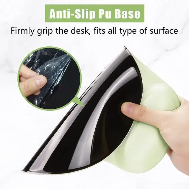 Alt view image 5 of 6 - Ergonomic Mouse Pad with Wrist Rest Support, Gel Mouse Pads with Non-Slip PU Base, Pain Relief Memory Foam Computer Mat, Cute Office Supplies Desk Decro Accessories, Lake Green