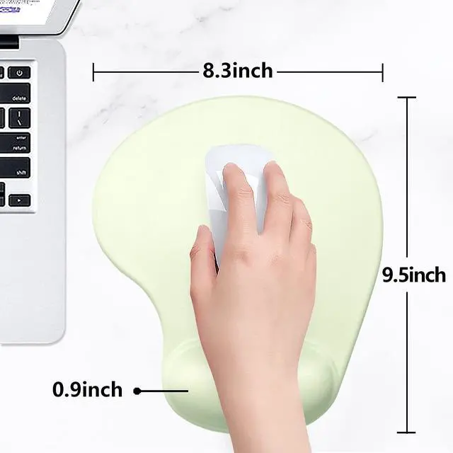 Alt view image 6 of 6 - Ergonomic Mouse Pad with Wrist Rest Support, Gel Mouse Pads with Non-Slip PU Base, Pain Relief Memory Foam Computer Mat, Cute Office Supplies Desk Decro Accessories, Lake Green