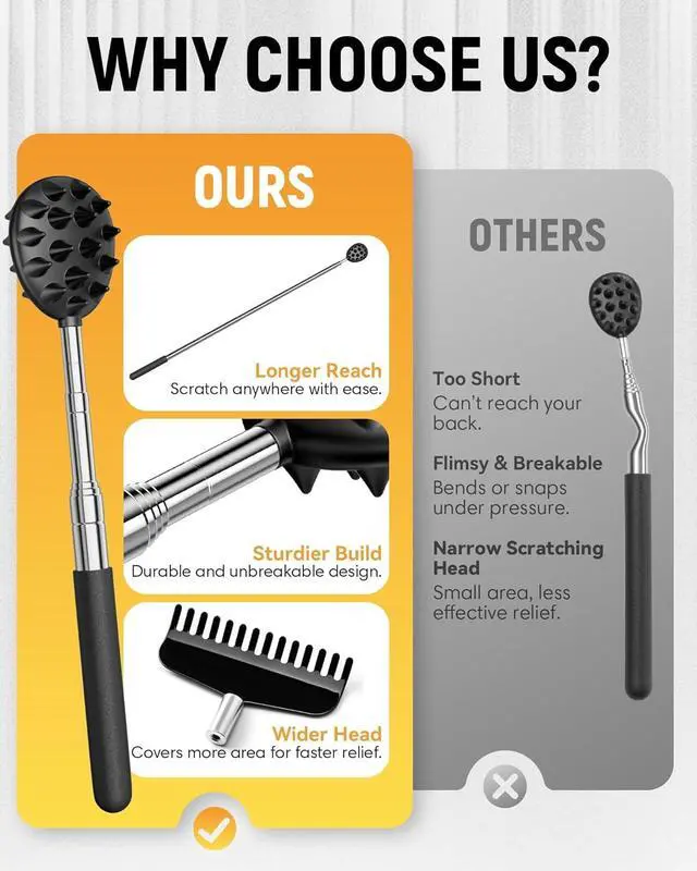 Alt view image 5 of 6 - Telescoping Back Scratcher with 4Pcs Detachable Heads, Back Scratcher for Men/Women,Gift for Men,Dad Gifts Birthday Gifts for Husband, Men, Women, Him, Her