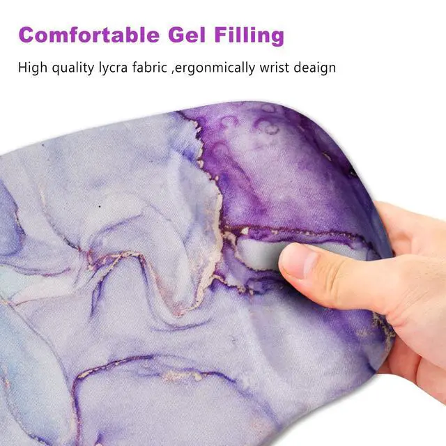 Alt view image 4 of 7 - Ergonomic Mouse Pad with Wrist Support Gel Mouse Pad Wrist Rest, Non-Slip PU Base Comfortable Mousepad for Office Home Working Studying Pain Relief & Easy Typing, Purple Blue Marble