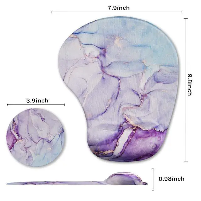 Alt view image 7 of 7 - Ergonomic Mouse Pad with Wrist Support Gel Mouse Pad Wrist Rest, Non-Slip PU Base Comfortable Mousepad for Office Home Working Studying Pain Relief & Easy Typing, Purple Blue Marble
