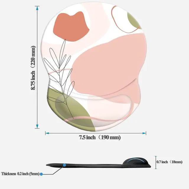 Alt view image 2 of 7 - Mouse Pad with Wrist Support, Non Slip Mousepad Wrist Rest for Office, Computer, Laptop & Mac-Comfortable & Lightweight Ergonomic Support Mouse Mat(DL-Pink Art)