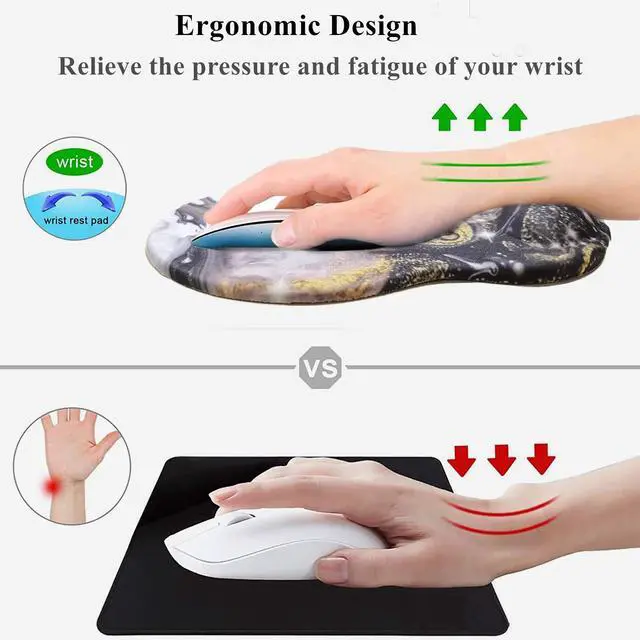 Alt view image 5 of 7 - Mouse Pad with Wrist Support, Non Slip Mousepad Wrist Rest for Office, Computer, Laptop & Mac-Comfortable & Lightweight Ergonomic Support Mouse Mat(DL-Pink Art)