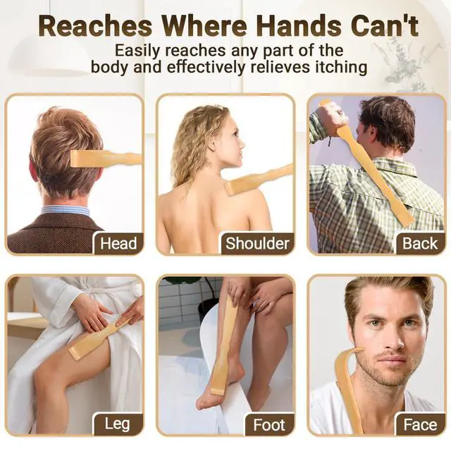 Alt view image 4 of 7 - Wooden Bamboo Back Scratcher, 17" Natural Handmade Back Scratchers for Men and Women, New Upgraded Long Handle Back Massager, Relaxation Gifts for Mom and Dad (4 Pack)