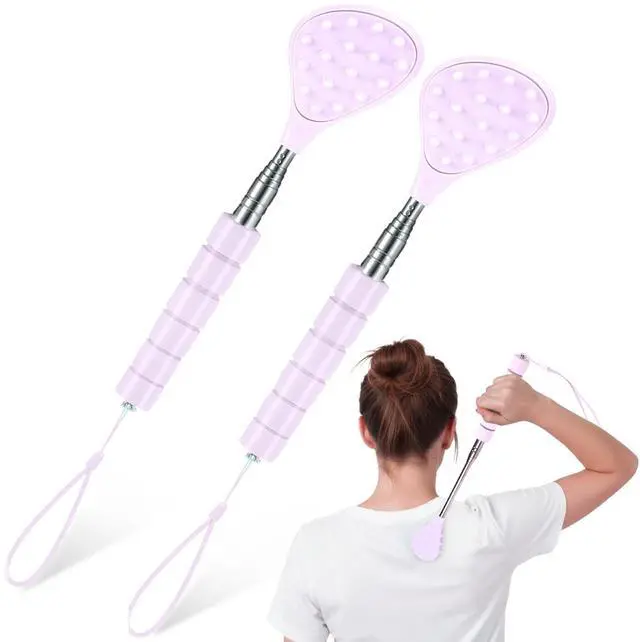 Main image of 2 Pcs Telescoping Back Scratcher Portable Extendable Metal Double Sided Backscratcher Birthday White Elephant Gift Christmas Stocking Stuffers for Men Women Teen(Purple)