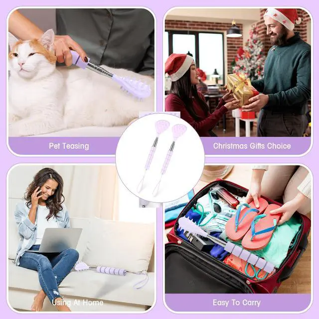 Alt view image 6 of 6 - 2 Pcs Telescoping Back Scratcher Portable Extendable Metal Double Sided Backscratcher Birthday White Elephant Gift Christmas Stocking Stuffers for Men Women Teen(Purple)