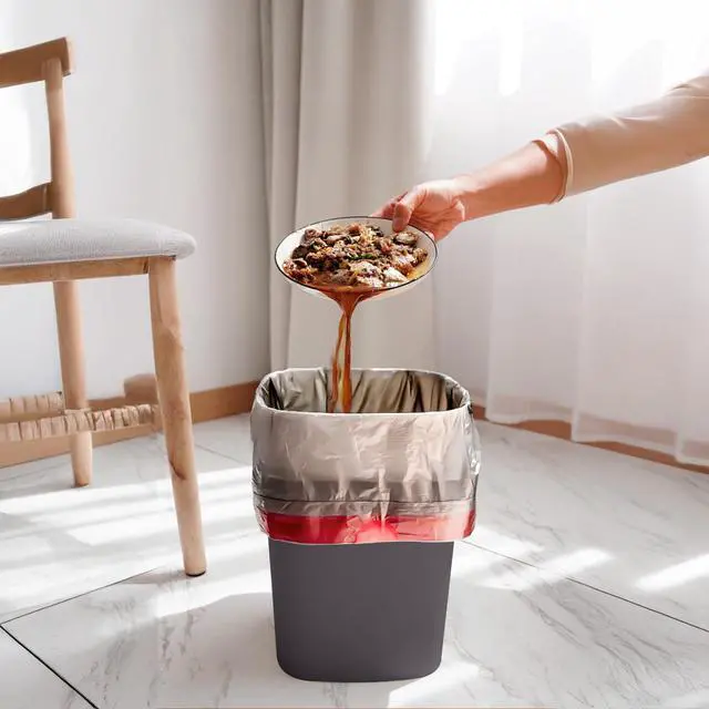 Alt view image 3 of 7 - Small Trash Can - Plastic Waste basketbin - for Office,Home,Bathroom,Kitchen - 1.8 Gallon - Coffee Color