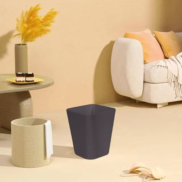 Alt view image 6 of 7 - Small Trash Can - Plastic Waste basketbin - for Office,Home,Bathroom,Kitchen - 1.8 Gallon - Coffee Color