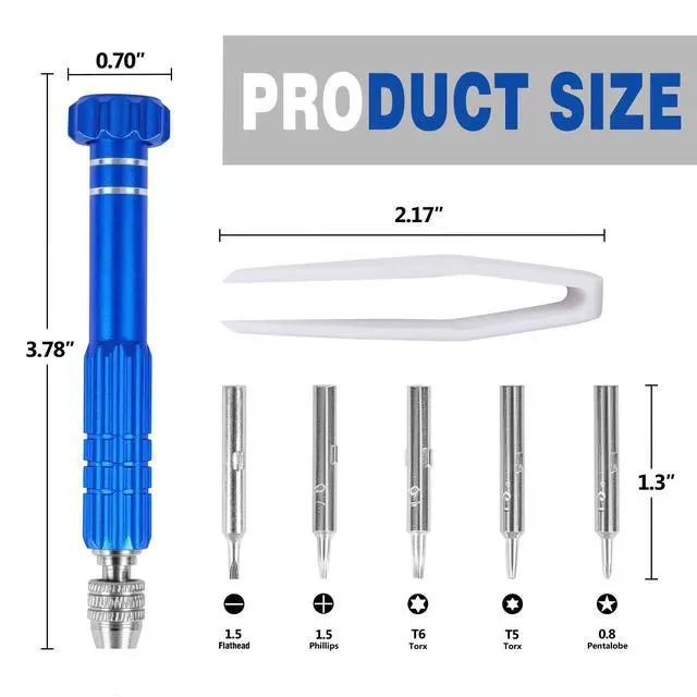 Alt view image 2 of 7 - Eyeglass Repair Kit with 20 Assorted Screws, 5-in-1 Precision Screwdriver (5 bits in 1 Handle), Tweezers Suitable for Various Eyeglass Screw Repairs