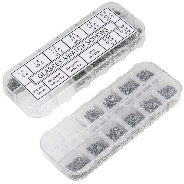 Alt view image 2 of 7 - 1100Pcs Eyeglasses Repair Kit, Tiny Sunglasses Screws, Glasses Screws and 5 Pairs Nose Pads with Micro Screwdriver Tweezer for Watch Clock Spectacle Eye Glass Repair