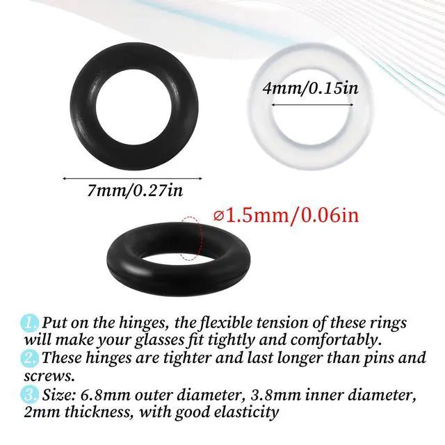 Alt view image 2 of 7 - 60 PCS Eyeglass Hinge Tighteners, Eyeglass Repair Kits and 2 PCS Screwdrivers Silicone Eyeglasses Frame Grips for Loose Temple Arms