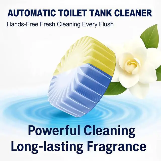 Alt view image 2 of 7 - Automatic Toilet Bowl Cleaner Tablets, 10 Pack Long-Lasting Toilet Tank Cleaner for Bathroom, Blue Water Freshener, Prevents Stains & Odor, Safe for All Toilets - 10 Pack (Yellow+Blue)