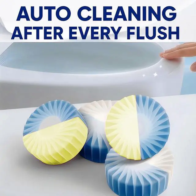 Alt view image 7 of 7 - Automatic Toilet Bowl Cleaner Tablets, 10 Pack Long-Lasting Toilet Tank Cleaner for Bathroom, Blue Water Freshener, Prevents Stains & Odor, Safe for All Toilets - 10 Pack (Yellow+Blue)