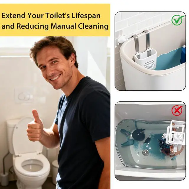 Alt view image 5 of 7 - Toilet Tank Tablet Holder, Versatile Toilet Bowl Hanging Cleaner and Deodorizer Hanger, Prevents Flapper Jams & Residue, Extends Life of Drop-In Cleaner Tablets -1PCS