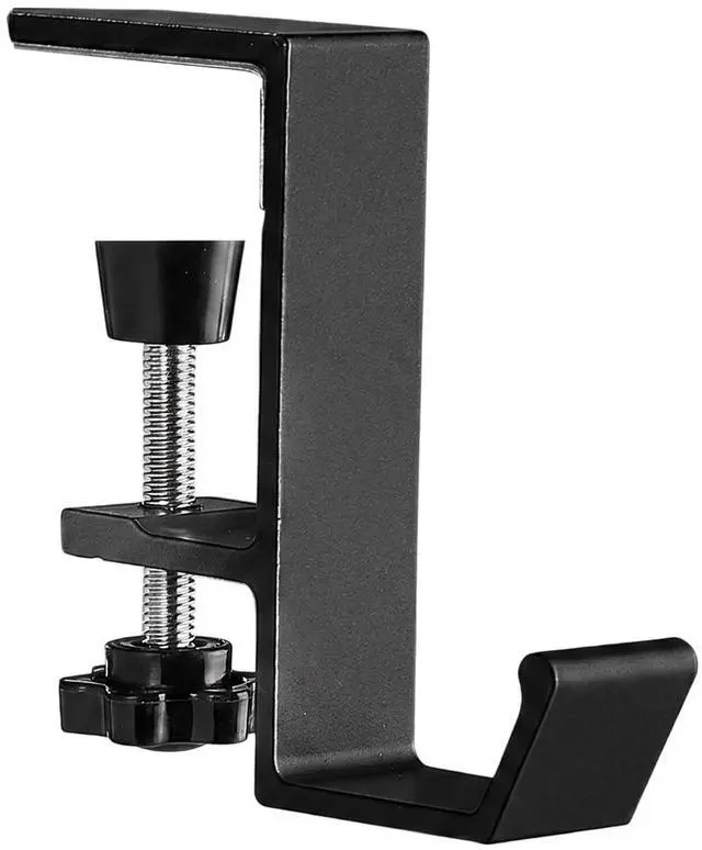 Main image of Purse Hook for Table Portable Desk Mount Bag Holder Clamp Adjustable Clamp-On Backpack Hanger for Purses, Handbags Headphones(Black Single Hook) (Black Single Hook)