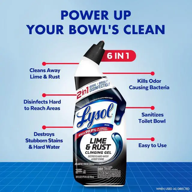 Alt view image 2 of 7 - Lime & Rust Toilet Bowl Cleaner Liquid, For Limescale, Rust & Hard Water Stains, Septic Safe, Clinging Gel, Disinfects, Sanitizes & Deodorizes, Bathroom Cleaning Supplies, 24oz (2 Pack)