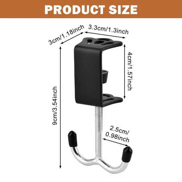 Alt view image 2 of 7 - 3 Pack Purse Hook for Table&Desk, 100lb Capacity High-Strength Alloy Hanger Multi-Use Desk Hooks with Adjustable Clamp-On Design for Handbag, Backpack, Headphone, Umbrellas